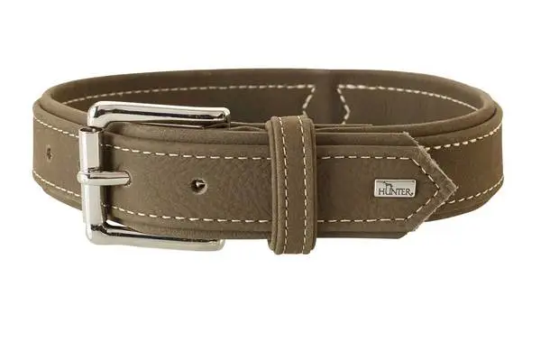 Hunter Hunting halsbånd str.60 Oliven - justerbart hundehalsbånd (46 - 52 cm., B 3,5 cm.)